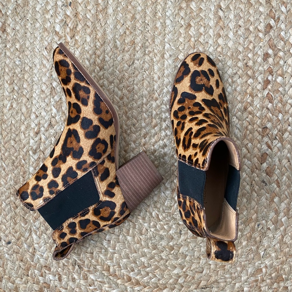 NWT Madewell Regan Booties size 7 leopard calf hair print